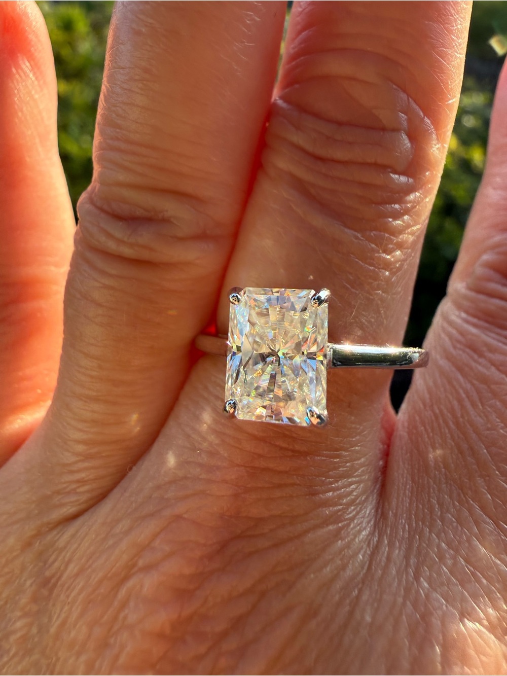 Silver Solitaire Radiant-Cut CZ Engagement Ring - Clear